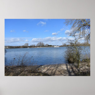 Poster Un navire sur la rivière, Rhin par Oppenheim, Alle