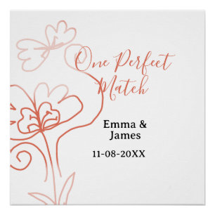 Poster Un nom de couple de mariage en terre cuite parfait