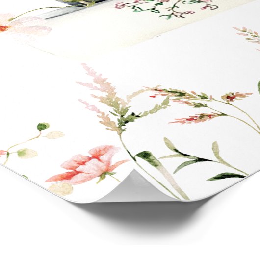 Poster Un Nouveau Chapitre Commence Floral Livre Bébé Fil (Coin)