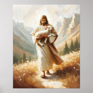 Poster Un nouveau début, laissez l'art 99, Jésus et l'agn