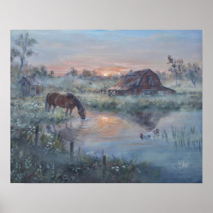 Poster Un nouveau jour - Peinture de cheval