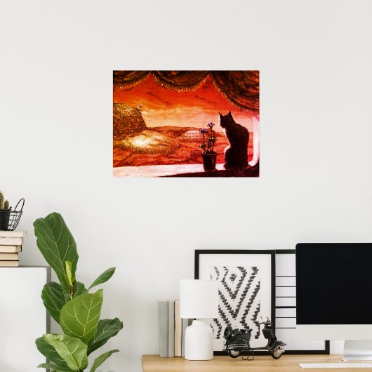 Poster Un nouveau monde entier - Sci-Fi - Chat sur Mars (Bureau à domicile)