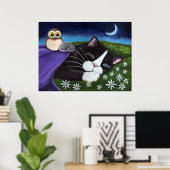 Poster Un oeil attentif | Imaginaire Tuxedo Cat Art (Bureau à domicile)