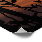 Poster un oiseau dans l'arbre au coucher du soleil (Coin)