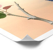 Poster Un oiseau rouge aux ailes bleu vif et largement ré (Coin)