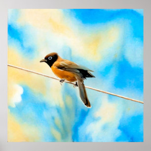 Poster Un oiseau solitaire et coloré