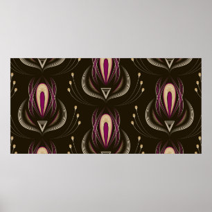 Poster Un ornement graphique motif sans couture. Style fl