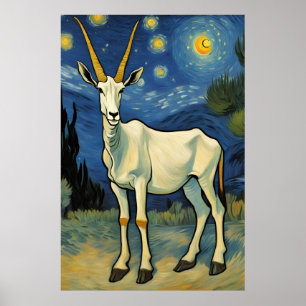 Poster un Oryx dans une nuit étoilée