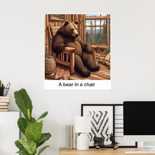 Poster Un Ours Dans Une Chaise - Imprimer (Bureau à domicile)