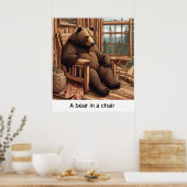 Poster Un Ours Dans Une Chaise - Imprimer (Cuisine)