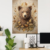 Poster Un ours mignon en forêt (Bureau à domicile)