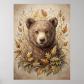 Poster Un ours mignon en forêt (Devant)