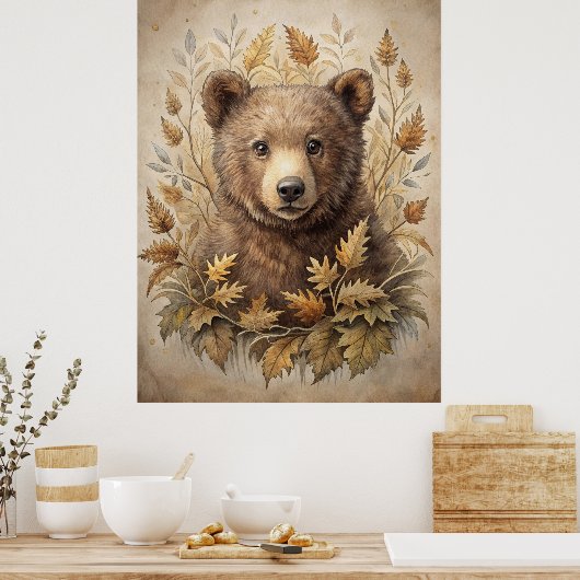Poster Un ours mignon en forêt (Cuisine)
