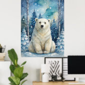 Poster Un ours polaire en hiver (Bureau à domicile)