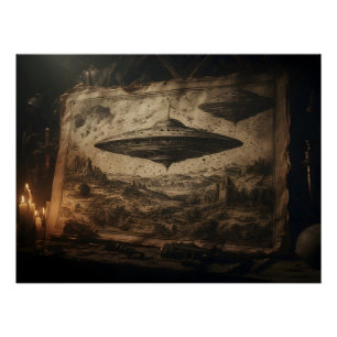 Poster Un OVNI de style Léonard de Vinci