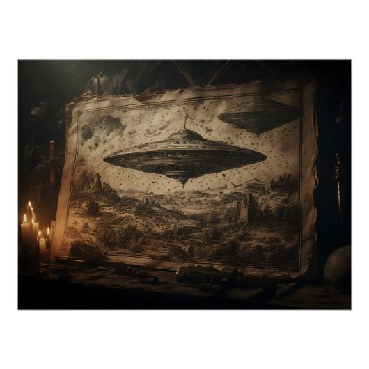 Poster Un OVNI de style Léonard de Vinci (Devant)