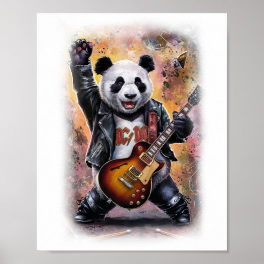 Poster Un Panda Rocker sur scène sur un blanc (Devant)