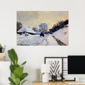 Poster Un panier sur la route couverte de neige (Bureau à domicile)
