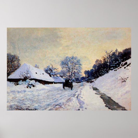 Poster Un panier sur la route couverte de neige (Devant)