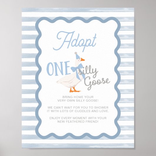 Poster Un panneau de fête « Une oie idiote adopte un anim (Devant)
