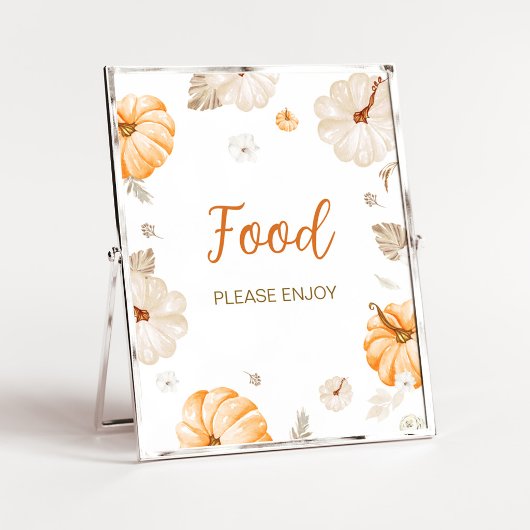 Poster Un panneau de nourriture pour une petite citrouill