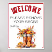 Poster Un panneau de retrait des chaussures sur le thème  (Devant)