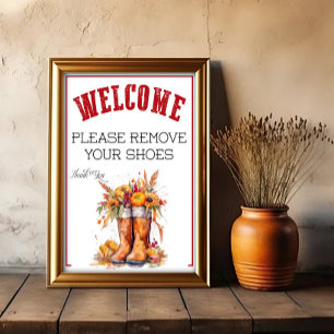 Poster Un panneau de retrait des chaussures sur le thème