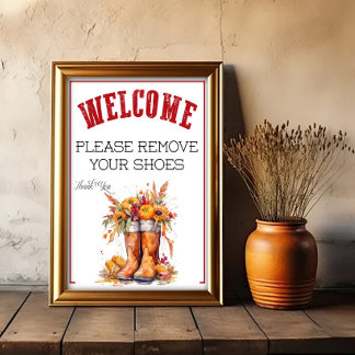 Poster Un panneau de retrait des chaussures sur le thème