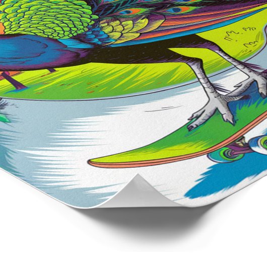 Poster Un paon de skateboard (Coin)