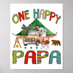 Poster Un Papa campeur heureux garçon 1er anniversaire Ca