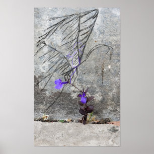 Poster Un papillon a atterri sur la violette