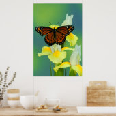 Poster Un papillon Viceroy sur un iris japonais jaune (Cuisine)