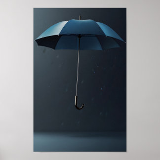 Poster Un parapluie bleu unique dans un style minimaliste