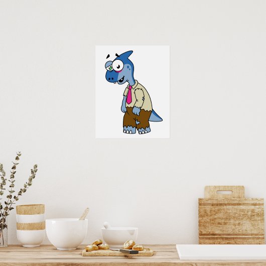 Poster Un Parasaurolophus Caricaturé En Zombie. (Cuisine)