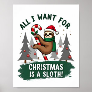 Poster Un paresseux pour Noël. Mignon, paresseux de Noël 
