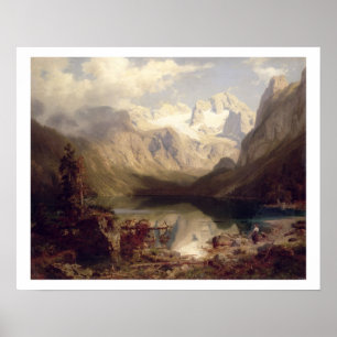 Poster Un paysage alpin étendu de lac, 1862 (huile sur c