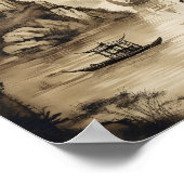 Poster Un Paysage Chinois Et Un Bateau (Coin)