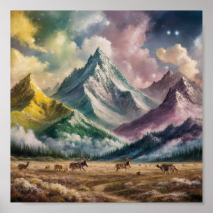 Poster Un paysage de montagne captivant évoquant