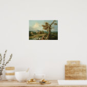 Poster Un paysage de rivière Italianate avec des voyageur (Cuisine)