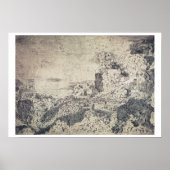 Poster Un paysage rocheux (gravure) (Devant)