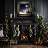 Poster Un Père Noël noir sans fin regarde la lune de Noël