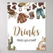 Poster Un Petit Baby shower Cowboy Boissons (Devant)