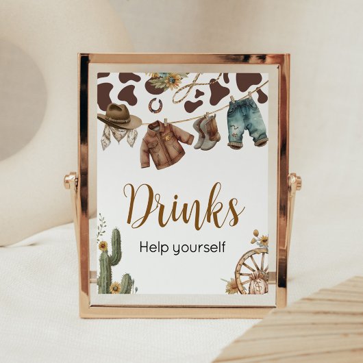 Poster Un Petit Baby shower Cowboy Boissons