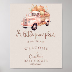 Poster Un Petit Baby shower De Camion Rose Citrouille Bie