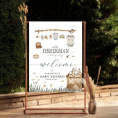 Poster Un petit Baby shower de pêche à l'aquarelle pêcheu