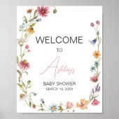 Poster Un Petit Baby shower Fleur sauvage (Devant)