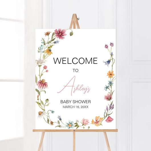 Poster Un Petit Baby shower Fleur sauvage