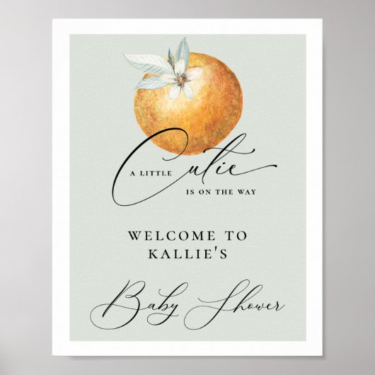 Poster Un Petit Baby shower Orange Citrus Cutie (Devant)