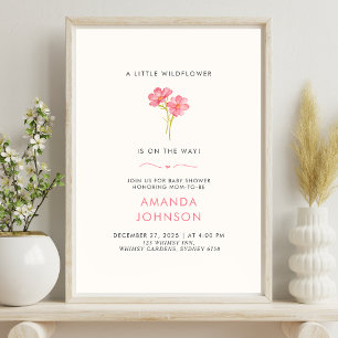 Poster Un petit bébé Fleur sauvage dans le Baby shower en