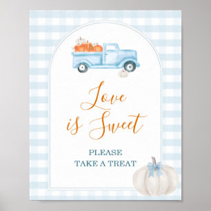 Poster Un petit camion bleu Citrouille En vichy l'amour e